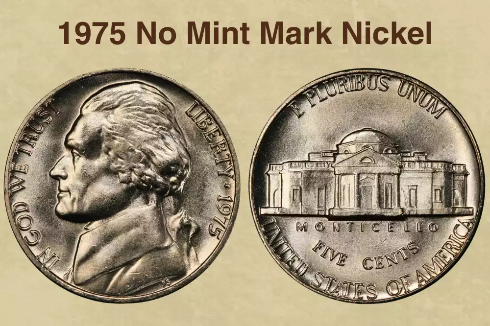 1975-P Jefferson nickel reverse showing Full Steps designation with all six Monticello steps clearly visible